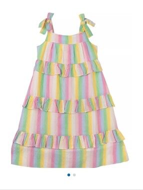 Rare Editions Pastel Rainbow Tiered Ruffle Dress